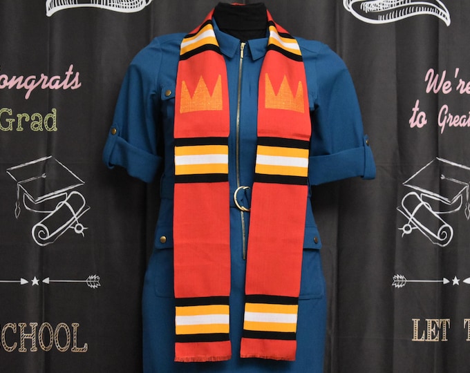 Custom Red Crown Kente Stoles