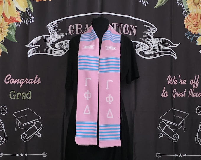 Gamma Phi Delta Kente Stoles-White Letters