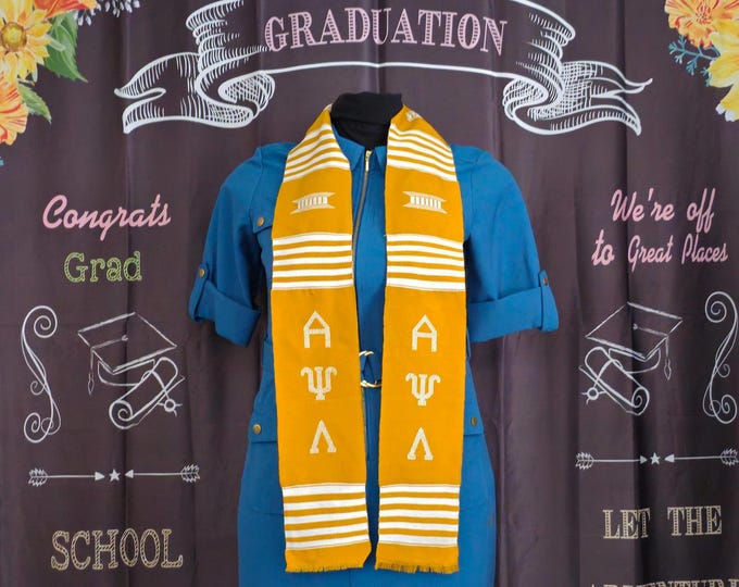 Alpha Psi Lambda Gold and White Kente Stole