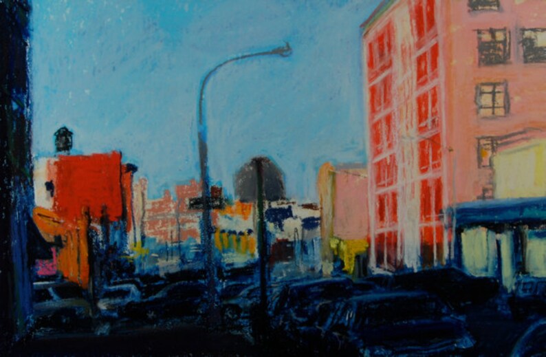Original Pastel Painting Brooklyn Cityscape Street Scene by Etsy