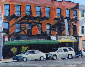 Original Oil Painting, Brooklyn, Cityscape, Street Scene, by Robert Lafond