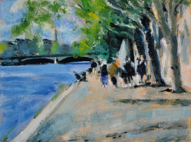 Cityscape, Original Oil Painting, Paris, Seine, France, by Robert Lafond image 1