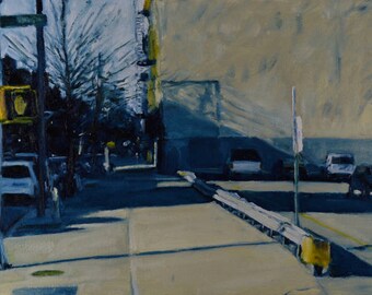 Original Oil Painting of a Brooklyn Street Scene, Cityscape, Urban Landscape,  by Robert Lafond