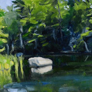 Original Oil Painting, Plein Air, Berkshires, Pond, by Robert Lafond