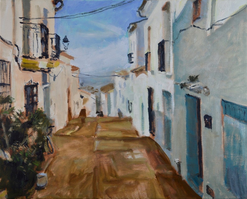 Original Oil Painting, Spain, Gaucin, Andalusia, Street View, by Robert Lafond image 1