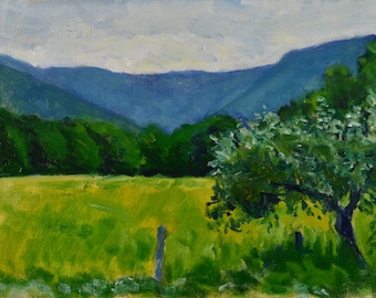 Peinture à l'huile originale, Berkshires, plein air, paysage, Hopper, Williamstown, par Robert Lafond