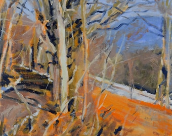 Original Oil Painting, Berkshires, Landscape, Sheep Hill, Winter, by Robert Lafond