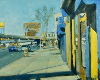 Original Oil Painting, Brooklyn, Street Scene, Cityscape, Urban Landscape by Robert Lafond