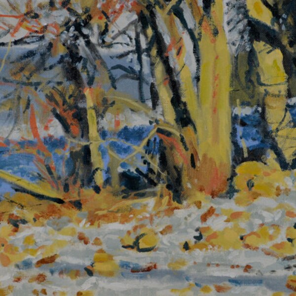 Peinture à l’huile originale, Berkshires, Paysage d’hiver, Pâturage, par Robert Lafond