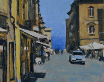 Original Oil Painting, Tropea, Italy, Urban Landscape, Street Scene, by Robert Lafond