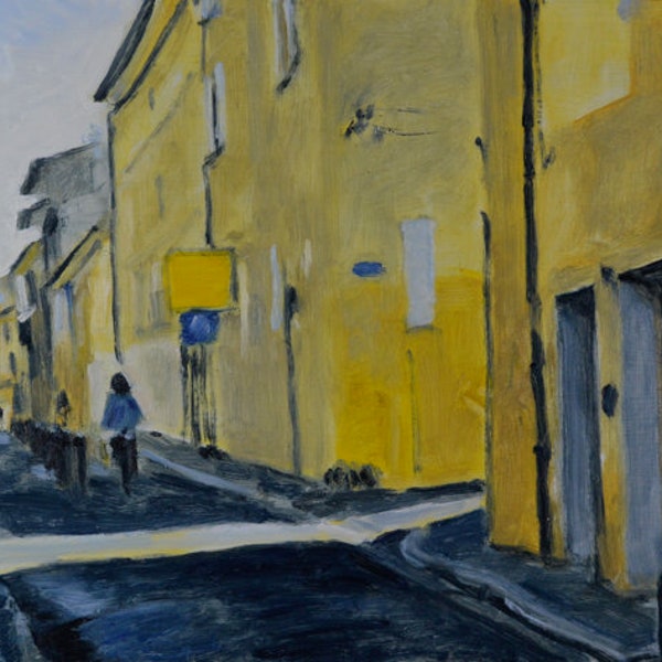 Original Oil Painting, Aix-en-Provence, France, Urban Landscape, Street Scene, by Robert Lafond