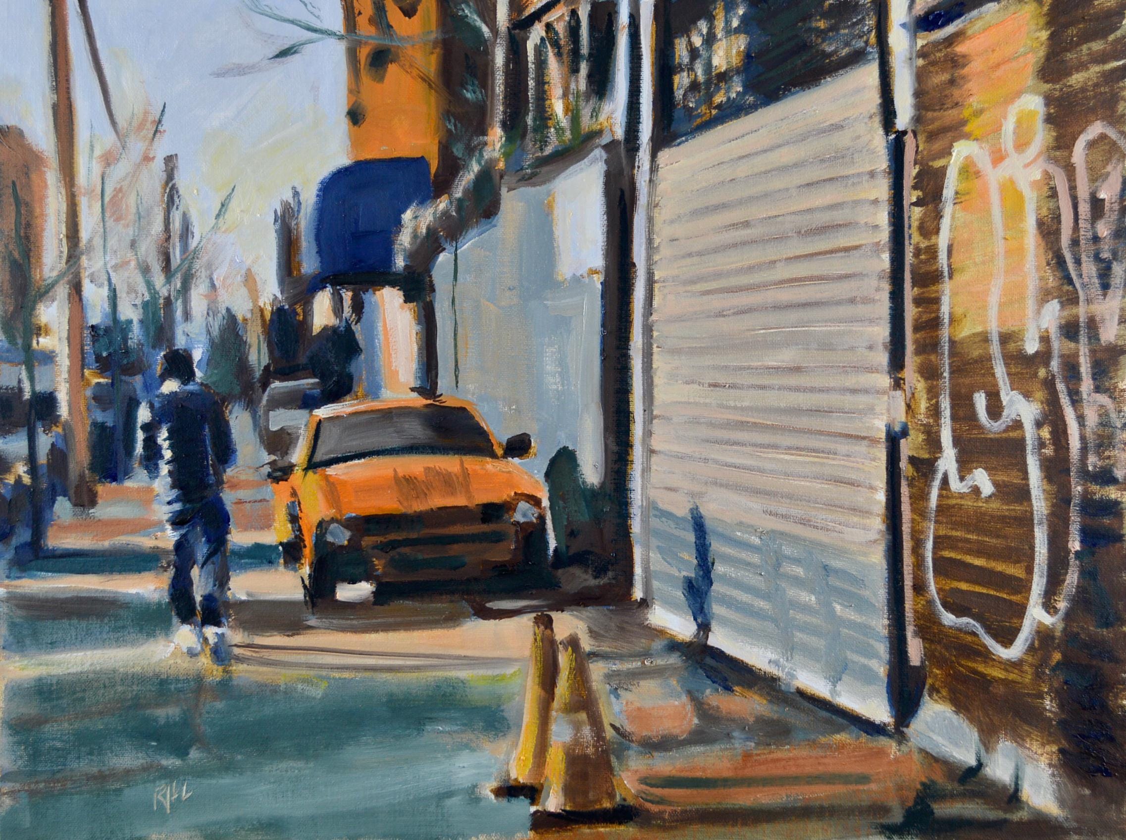 Original Oil Painting, Brooklyn, Cityscape, Street Scene, Dean Street,  by Robert Lafond