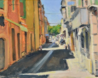 Original Oil Painting, Provence, France, Street Scene, by Robert Lafond