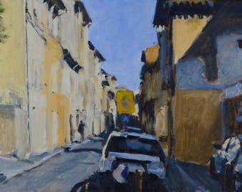 Original Oil Painting, Aix-en-Provence, France, Urban Landscape, Street Scene, by Robert Lafond