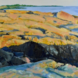 Original Oil Painting, Seascape, Maine Coast, Schoodic Point, Acadia National Park, by Robert Lafond