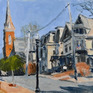 Original Oil Painting, Cityscape, North Adams, Plein Air, by Robert Lafond