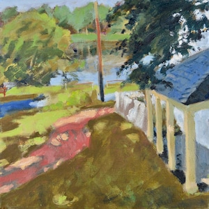 Original Oil Painting, Washington&#39;s Crossing Park, Delaware River, Nelson House, by Robert Lafond