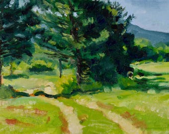 Original Oil Painting, Berkshires, Landscape, Plein Air, Pine Trees, by Robert Lafond