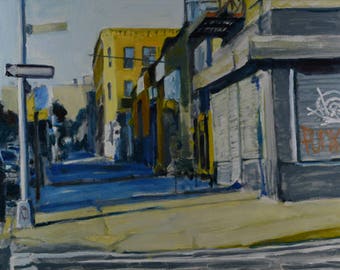 Original Oil Painting, Brooklyn, Cityscape, Street Scene by Robert Lafond