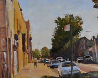 Original Oil Painting, Brooklyn, Cityscape, Street Scene, Bergen Street,  by Robert Lafond