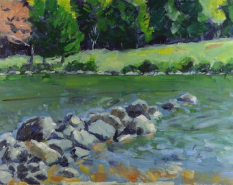 Original Oil Painting, Maine Landscape, Jordon Pond, Acadia National Park, by Robert Lafond