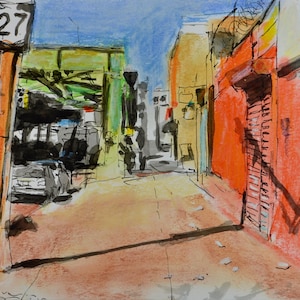 Original Drawing, Pen and Ink,  Brooklyn Street Scene by Robert Lafond