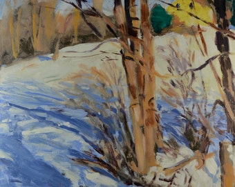 Original Oil Painting, Berkshire Landscape, Winter Landscape, Snow by Robert Lafond