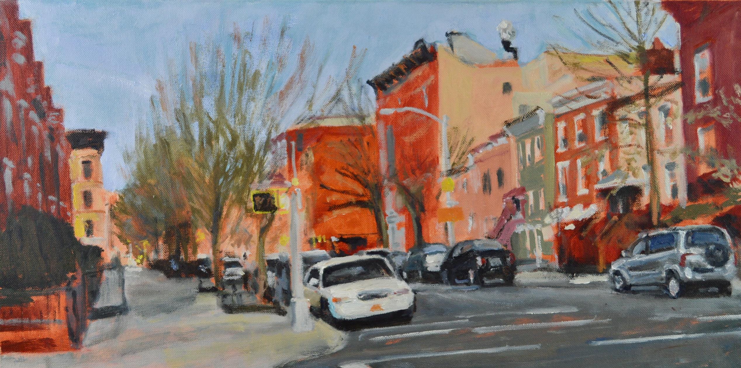 Original Oil Painting, Brooklyn, Cityscape, Underhill and Bergen, Street Scene by Robert Lafond