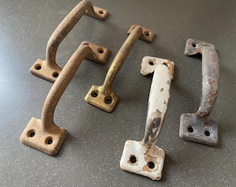Lot of 5 Vintage Rusty Salvage Handles Drawer Cabinet Door Barn Gate Great Look!