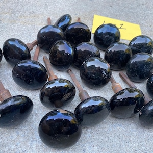 Lot of 20 Vintage Salvage Black Porcelain Ceramic Door Knobs