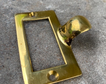 One Vintage AABCo Cast Brass Label Drawer Pull Card Catalog Handle Hardware