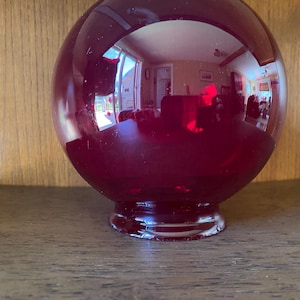 Vintage Ruby Red Round Glass Lamp Shade Globe