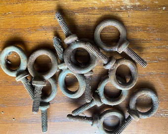 Lot of 10 Rusty Salvage Eyebolts entire length 2 1/2”