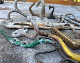 Get Hooked! Lot of Variety Vintage Hooks! Salvage Art Wood Projects Repurpose!
