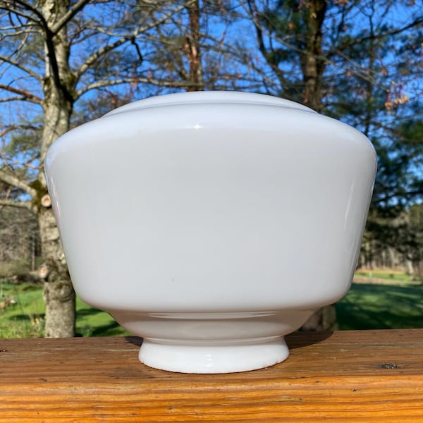 Vintage White Schoolhouse Industrial Glass Lamp Shade Globe 9”