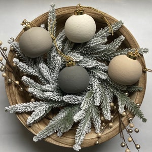 Textured Ceramic Ornaments I Hand Painted I 4 Pack I Modern I Earth Tone Neutral