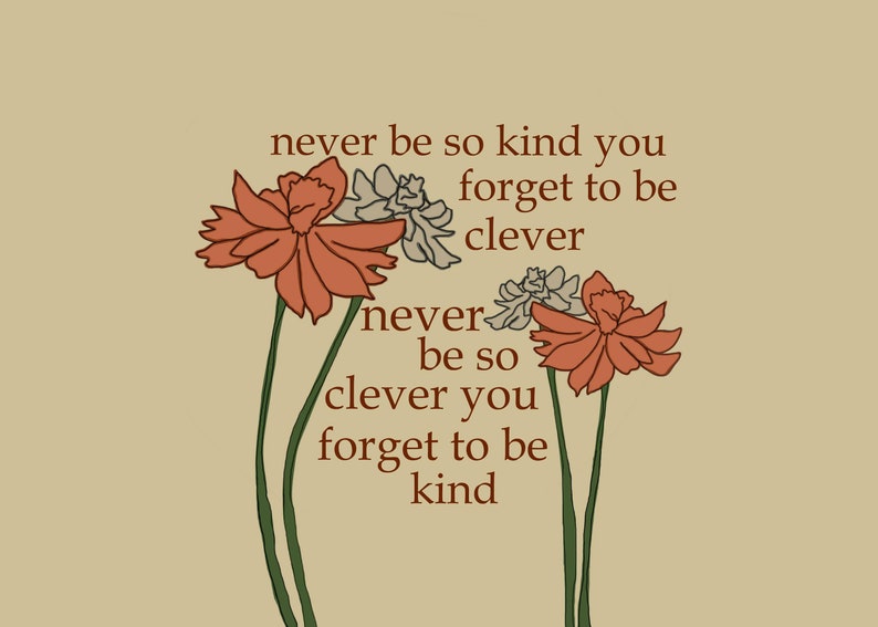 kind and clever quote horizontal taylor swift lyric print etsy