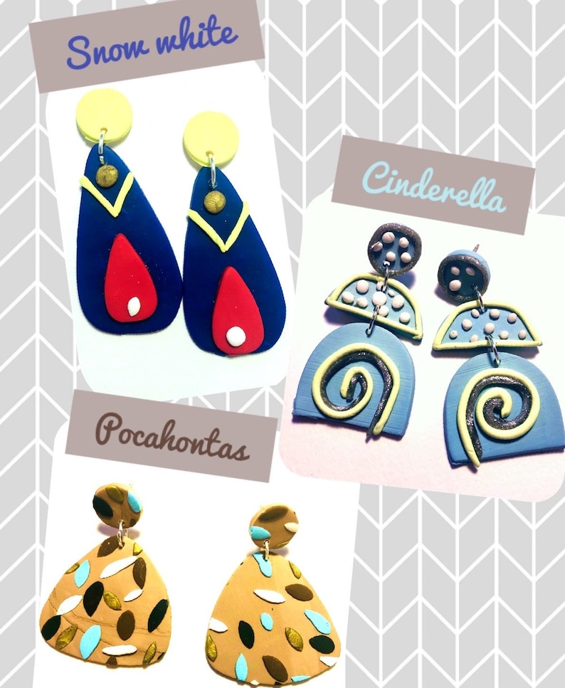 Disney Princess Earrings Polymer Clay Jewelry Disney Etsy