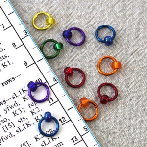 Rainbow Knitting Stitch Markers: Snag Free Fits 4.5mm  US 7 Needle