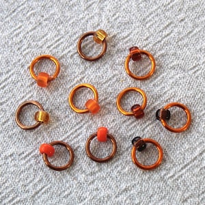 PUMPKIN LATTE hand made stitch markers set that fits 4.5mm US 7 knitting needles