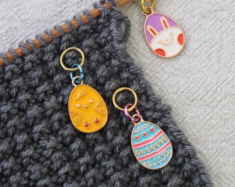 EASTER TRIO enamel snag free stitch marker for knitting. Fits knitting needle sizes (up to 6mm or US10 needle).