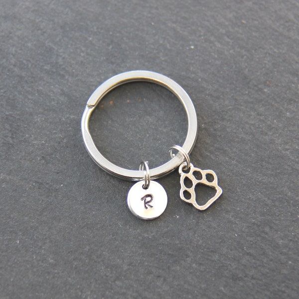 Paw Print Key Ring with optional hand stamped personalised charm.