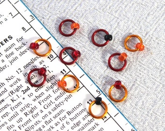 AUTUMN DRAGONFLY stitch marker set of 10 snag free hand crafted stitch markers for knitting