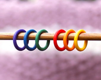 Rainbow Knitting Stitch Markers various pack sizes - soft, snag free, knitting markers, knitting supplies. Fits up to 6.5mm (US 101/2)