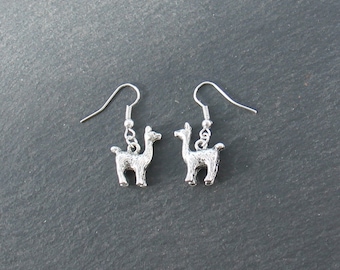 Alpaca Earrings. Silver tone.