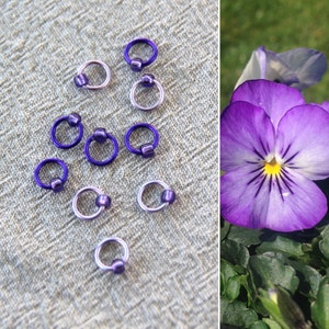 VIOLA stitch markers for knitting, notions.  Fits up to 4.5mm (US 7) needle. Knitting supplies, knitting tools, snag free.