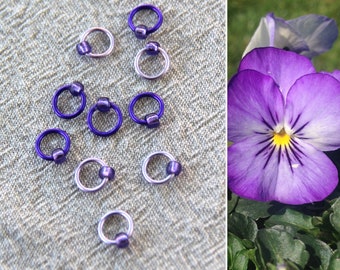 VIOLA stitch markers for knitting, notions.  Fits up to 4.5mm (US 7) needle. Knitting supplies, knitting tools, snag free.
