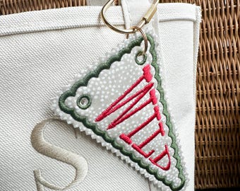 Etiqueta bordada para bolso de Minnesota Hockey, llavero Wild Banderín, dije para bolso del estado de hockey, regalo para mamá de hockey de MN, regalo para fanático del hockey, coqueta