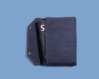 Envelope Book Sleeve with Closure Deluxe Book Sleeve Full cover High End Custom Gift BookTok Men Protective Blue Denim hatch