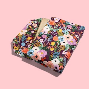 Envelope Book Sleeve with SNAP Closure Deluxe Book Sleeve Full Cover Kindle Booktok Rifle Paper Company garden party classic preppy - PURPLE